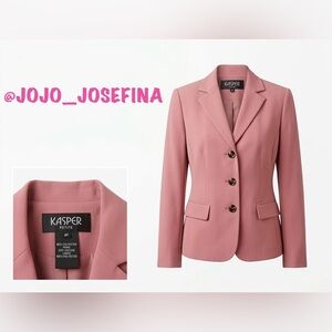 Kasper Petite $109 Dusty Rose Pink 3-Button Blazer Jacket 4P